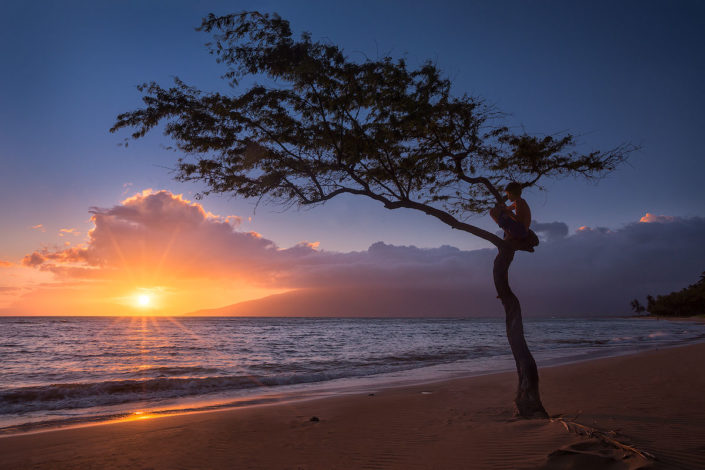 Maui; Kihei; Hawaii; Sunset; Ocean; Tree; Beach; Sea; Kid; Rami J Photography; Rami Jabaji