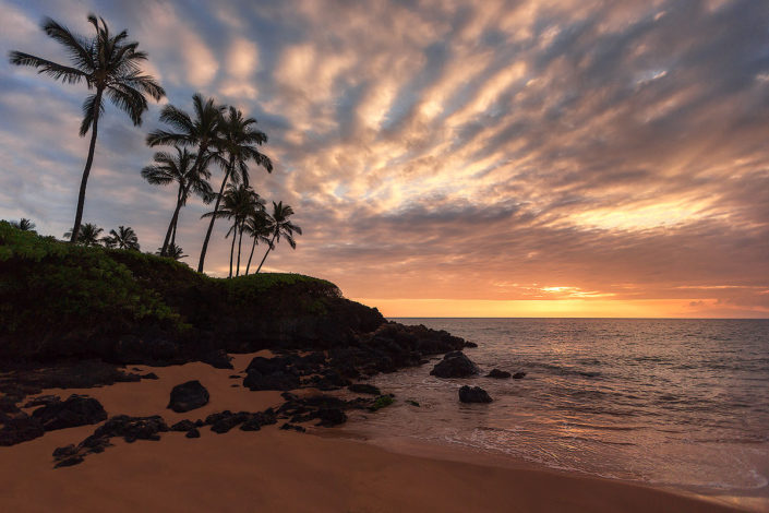 Maui; Wailea; Hawaii; Lava; Lava Rocks; Palm Trees; Sunset; Sky; Ocean; Beach; Sea; Tide; Rocks; Rami J Photography; Rami Jabaji
